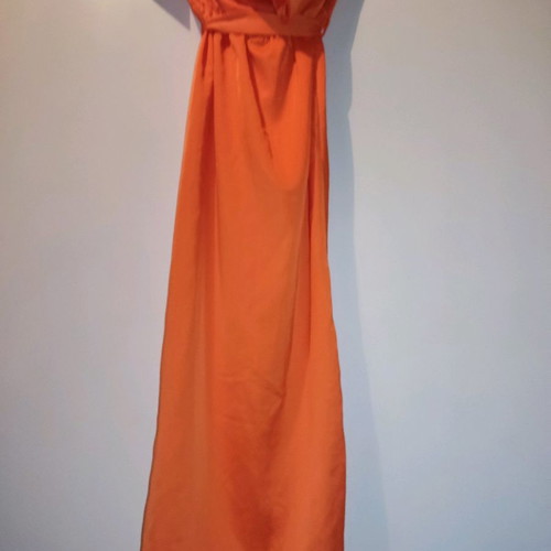 Women's dress new orange with belt and front slit