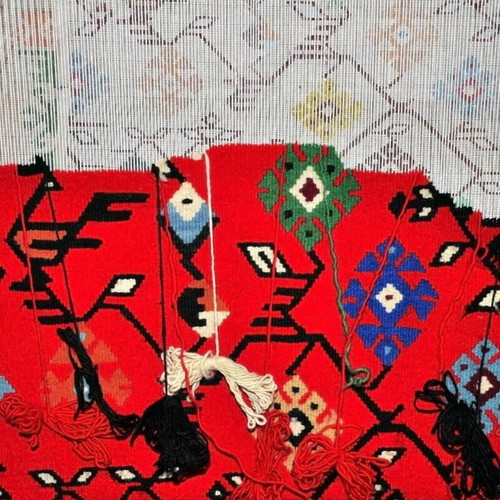 Handmade wool rug used with traditional Sparta pattern