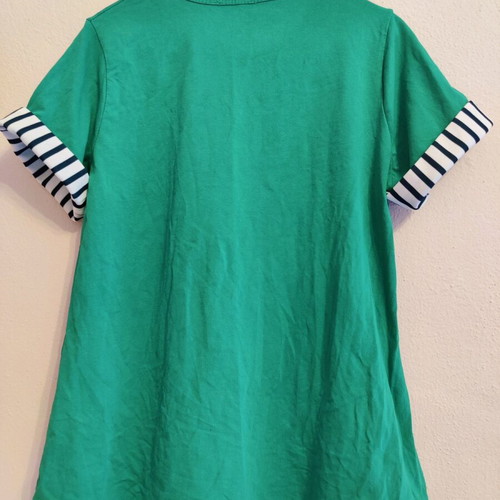 Short-sleeve shirt like new, green with striped sleeves