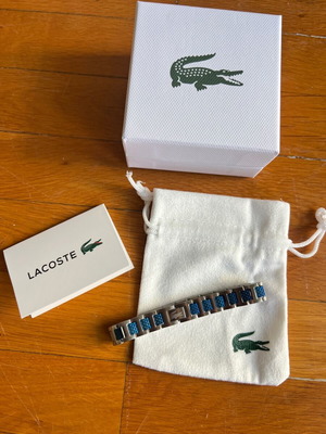 Lacoste stainless steel bracelet new, blue and silver, 19cm