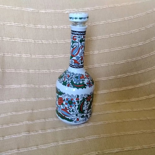 Metaxa porcelain bottle used, painted, 37 centimeters