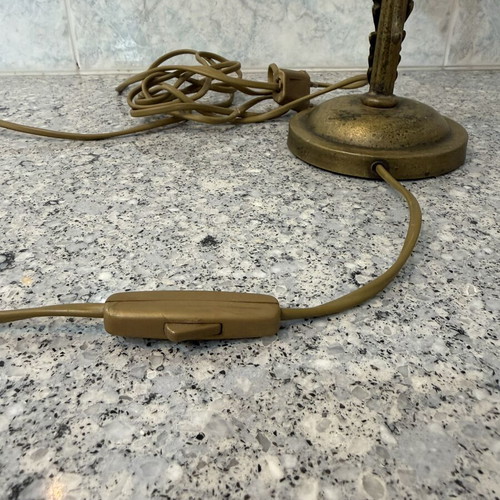 Classic table lamp with glass shade, like new, bronze finish