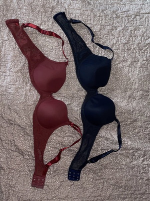 Jolinesse bra set 85B used, blue and red, non-padded