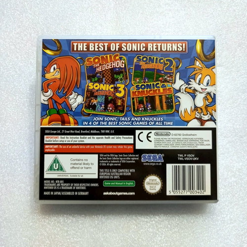 Nintendo DS Sonic Classic Collection game like new, complete, English