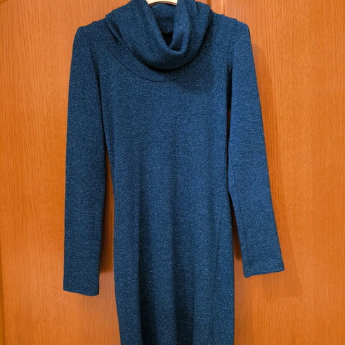 Lurex turtleneck dress blue like new Caramella midi