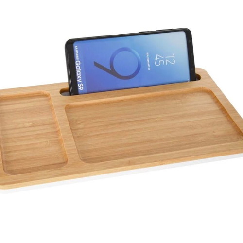 Bamboo desk organizer with 15W wireless charger and gift