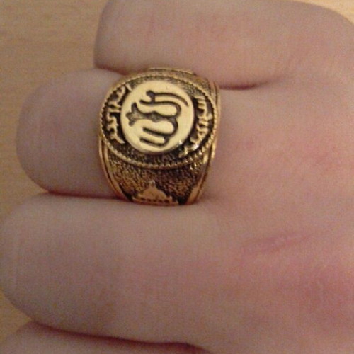 Men's ring with embossed Islamic symbols like new, vintage style