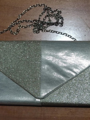 Evening clutch bag gold glitter with chain