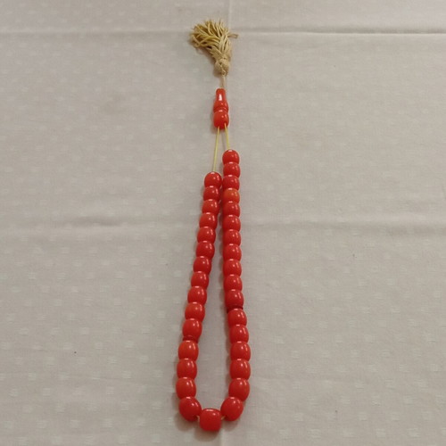 Handmade komboloi like new, red-orange beads