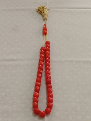 Handmade komboloi like new, red-orange beads