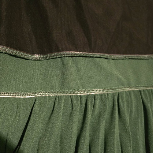 Evening mini dress with one shoulder and pleats, new, green