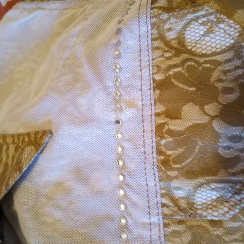 Vintage Mia Set (Size 48 / L-XL) – Jacket & Skirt with Lace Pattern, Embroidery & Rhinestones