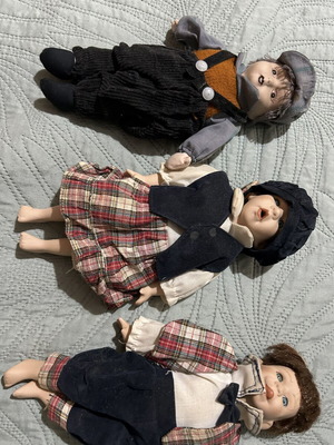 Set of 3 vintage porcelain dolls