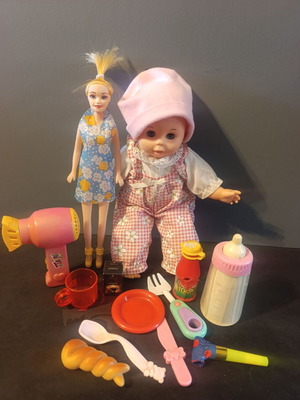 Vintage Baby Doll with Accessories, used, 80s-90s