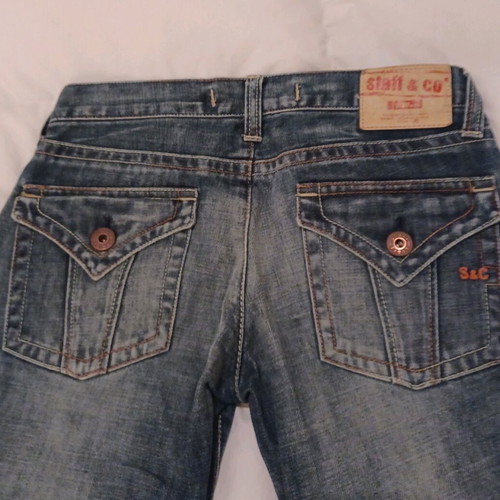 Staff and Co. Jean like new, low waist, straight leg, fringed, size 27, blue