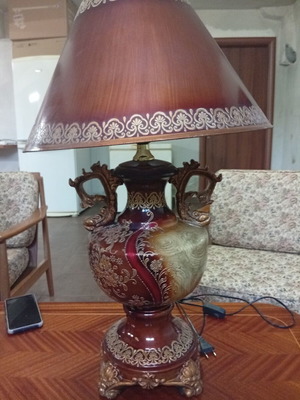 Vintage porcelain table lamp with amphora base