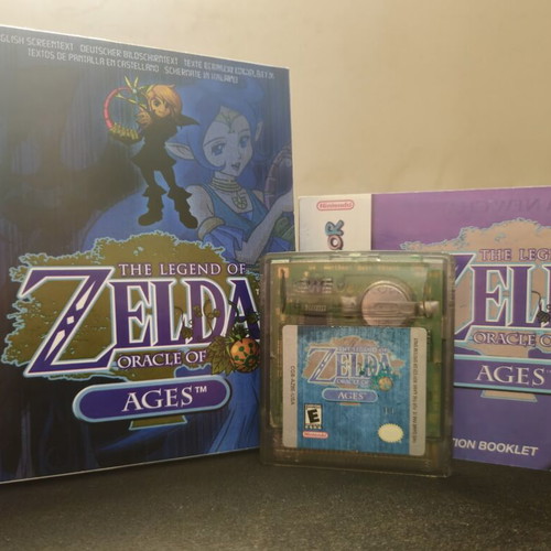 The Legend of Zelda Oracle of Ages Game Boy Color cartridge and manual
