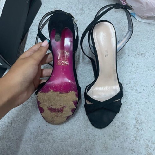 Leather high heel shoes size 37, black and purple