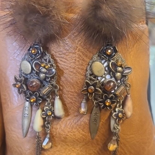 Vintage long earrings with tassel