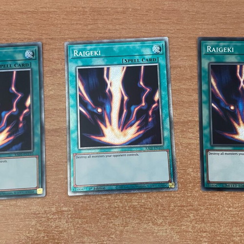 Raigeki Yugioh cards new, playset of 3