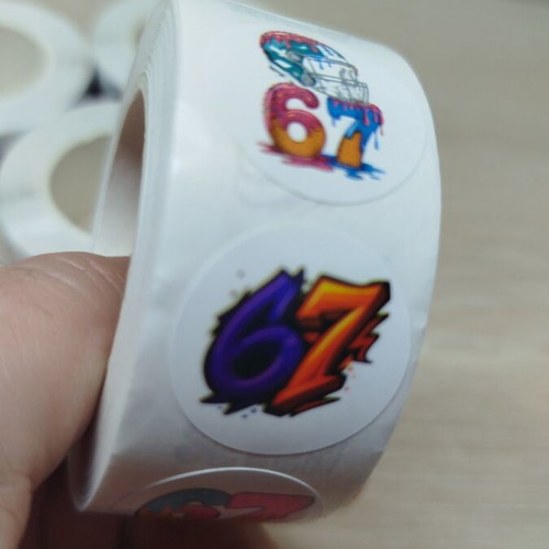 67 Stickers new, 500 vinyl pieces on roll