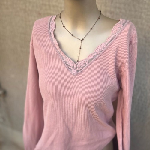 Pink thin long-sleeve Principles blouse like new, size M