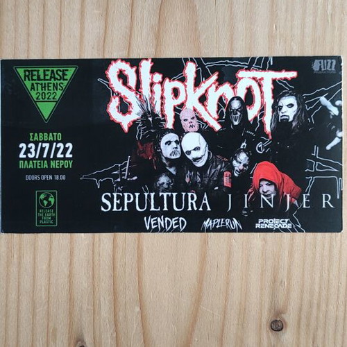 Slipknot Sepultura Jinjer Concert Ticket used, 23-7-2022