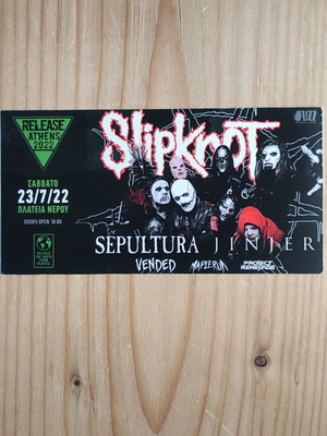Slipknot Sepultura Jinjer Concert Ticket used, 23-7-2022