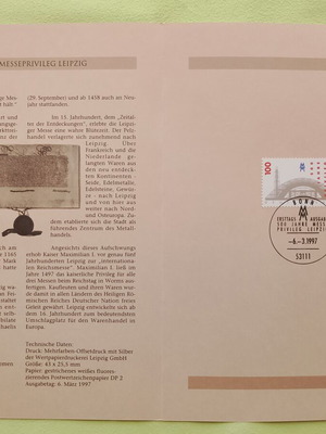 German 1997 stamp with Bonn first day cover, postcard
