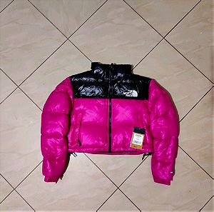 The North Face Nuptse cropped jacket in Pink (700)