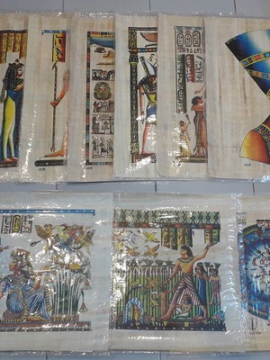Egyptian papyri new, set of 10, 40x30 cm