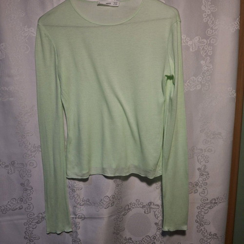 Mango green long-sleeve mint blouse size S like new