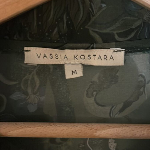Vassia Kostara shirt like new, see through, size M, white and green