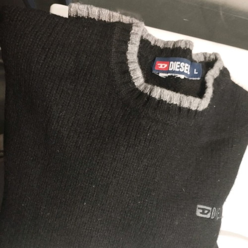 Diesel men's sweater black with grey trim like new, size L