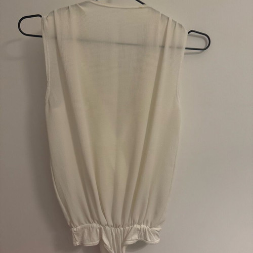 White blouse shirt bodysuit used with deep neckline S/M