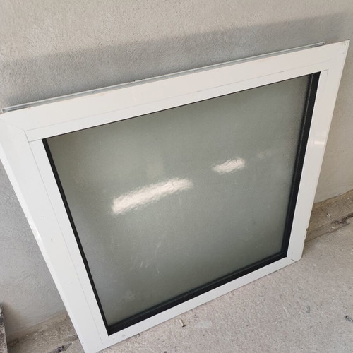 Aluminum fixed window used, 75x76cm, milky double glass, ALUMIL series