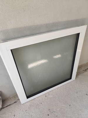 Aluminum fixed window used, 75x76cm, milky double glass, ALUMIL series