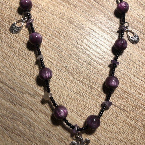 Handmade hippie fairy boho necklace new, purple and silver