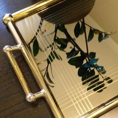 Decorative serving tray new silver-plated/gold-plated with mirror
