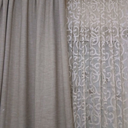 Linen and lace curtains set of 2 like new