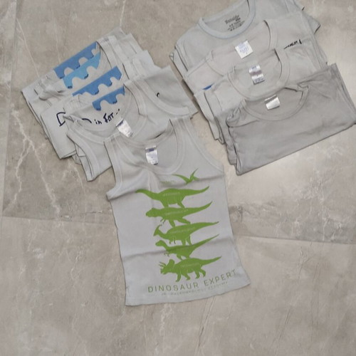 Boys' tank tops used, size 104 cm, dinosaur prints, pack of 9