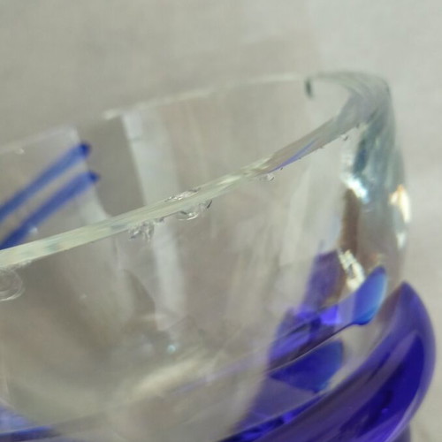 Glass vase with blue decoration