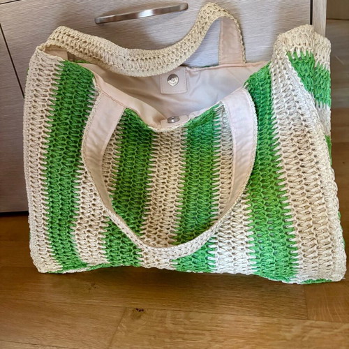 South Beach Stripes Straw shoulder bag striped like new