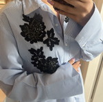 Zara Woman ριγέ πουκάμισο με απλικέ, μέγεθος L, σαν καινούργιο