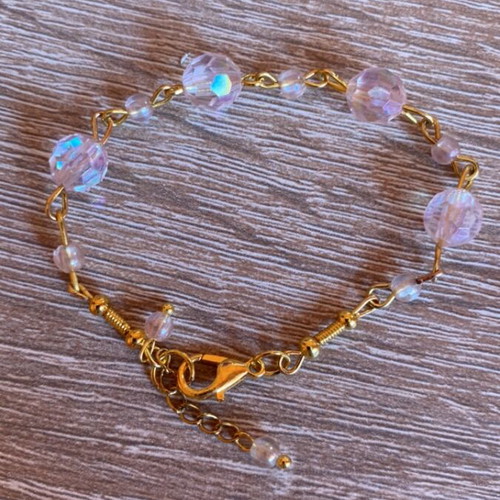 Set of 3 Handmade Bracelets in Gold, Light Pink, and Purple