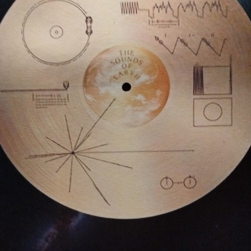 Canvas Gold Disc Voyager I new, printed on wooden frame 40x30 cm