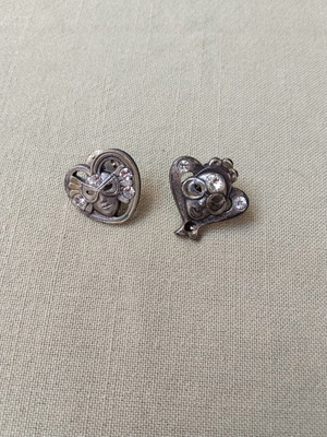 Venetian Mask Heart Brooches Set of 2 used with rhinestones