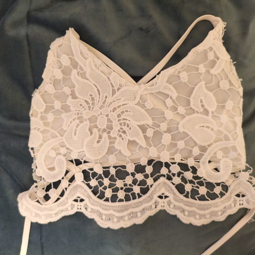 Crop top with lace like new, white, size S