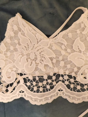 Crop top with lace like new, white, size S