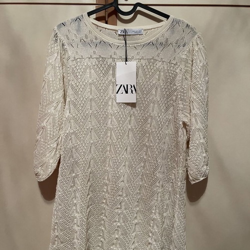 Zara dress new, beige, knitted with lining, cocktail style